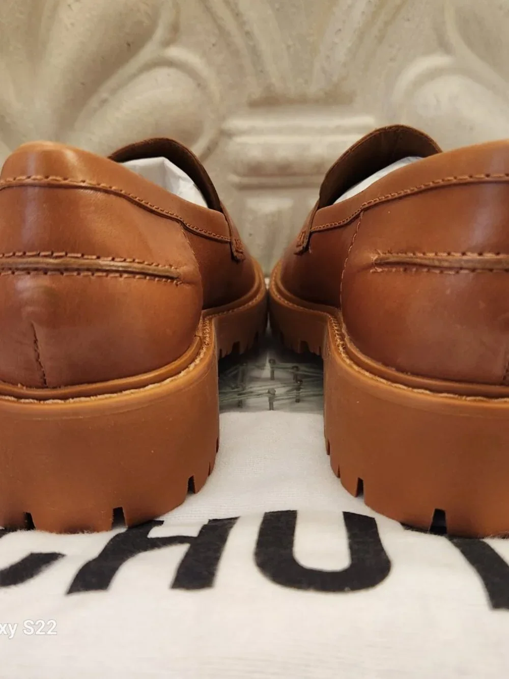 Schutz Leather Lug Loafers. 